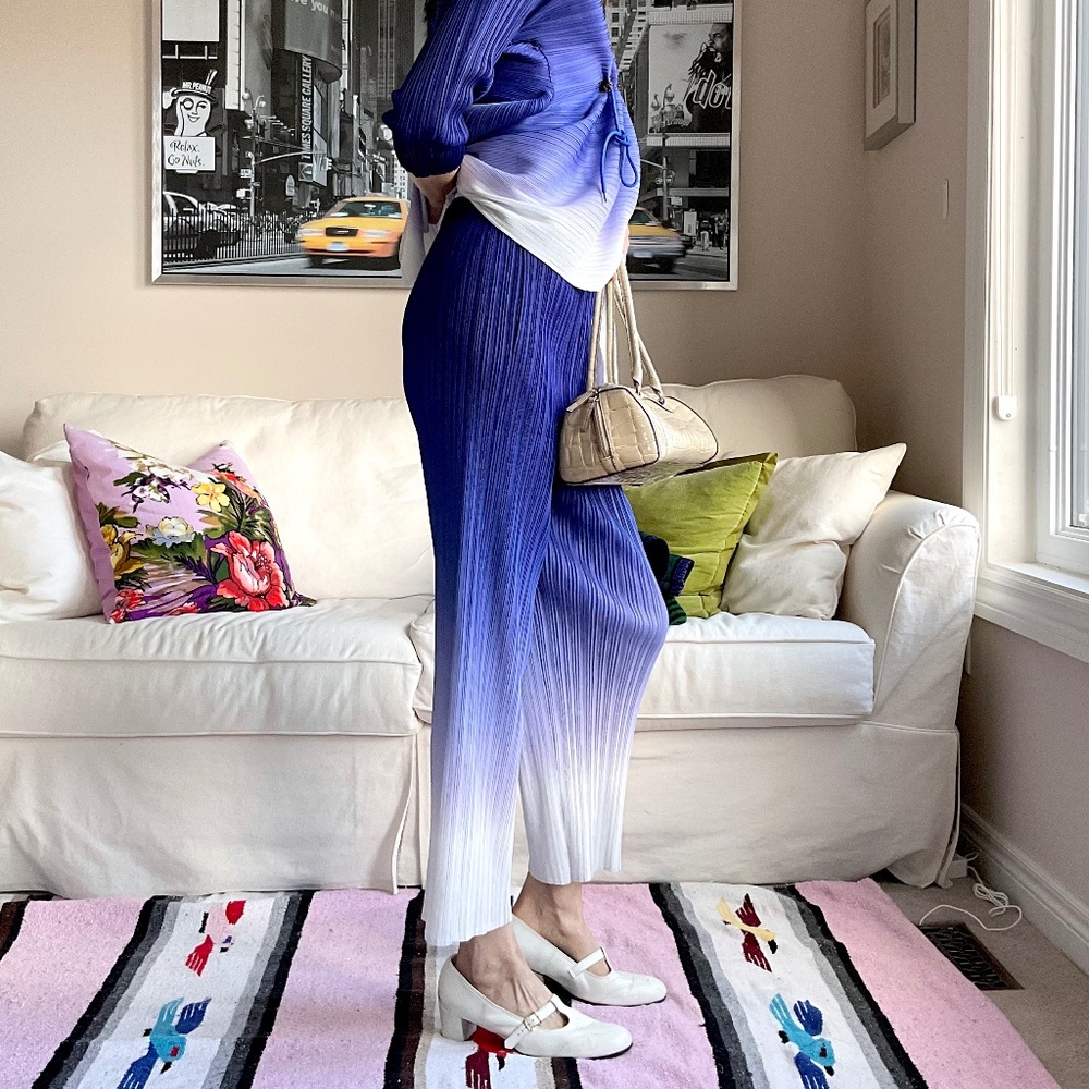 Micropleated blue ombre pants - Picture 5 of 13